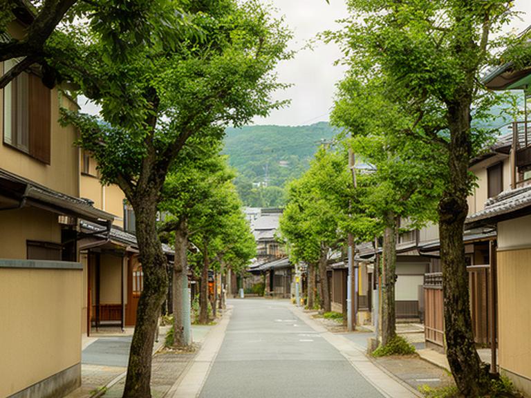 金沢の本多町周辺にある緑の街路と落ち着いた住宅街