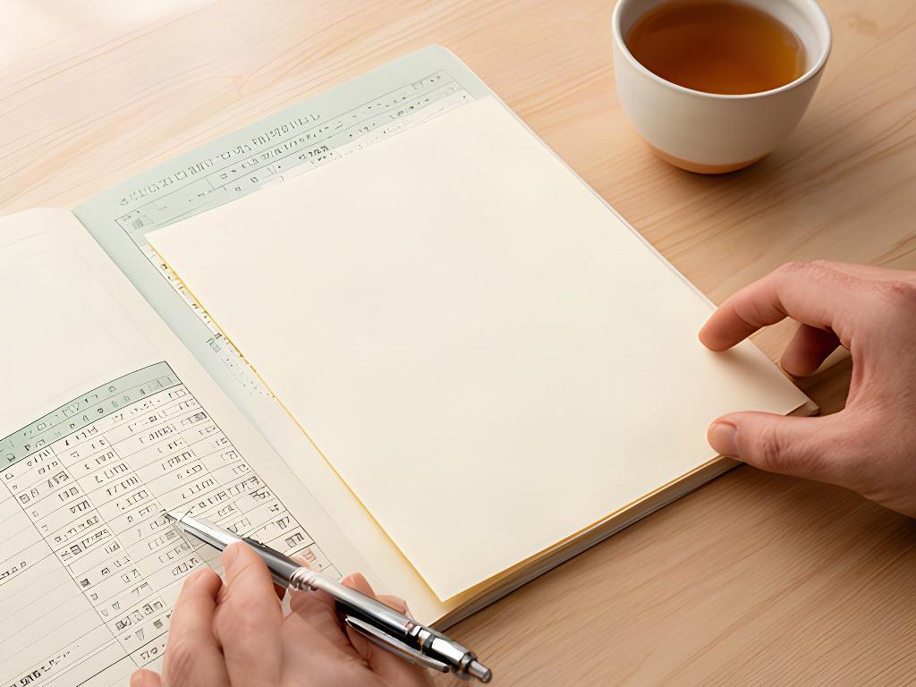 NISAの制度資料と家計ノートを確認する手元